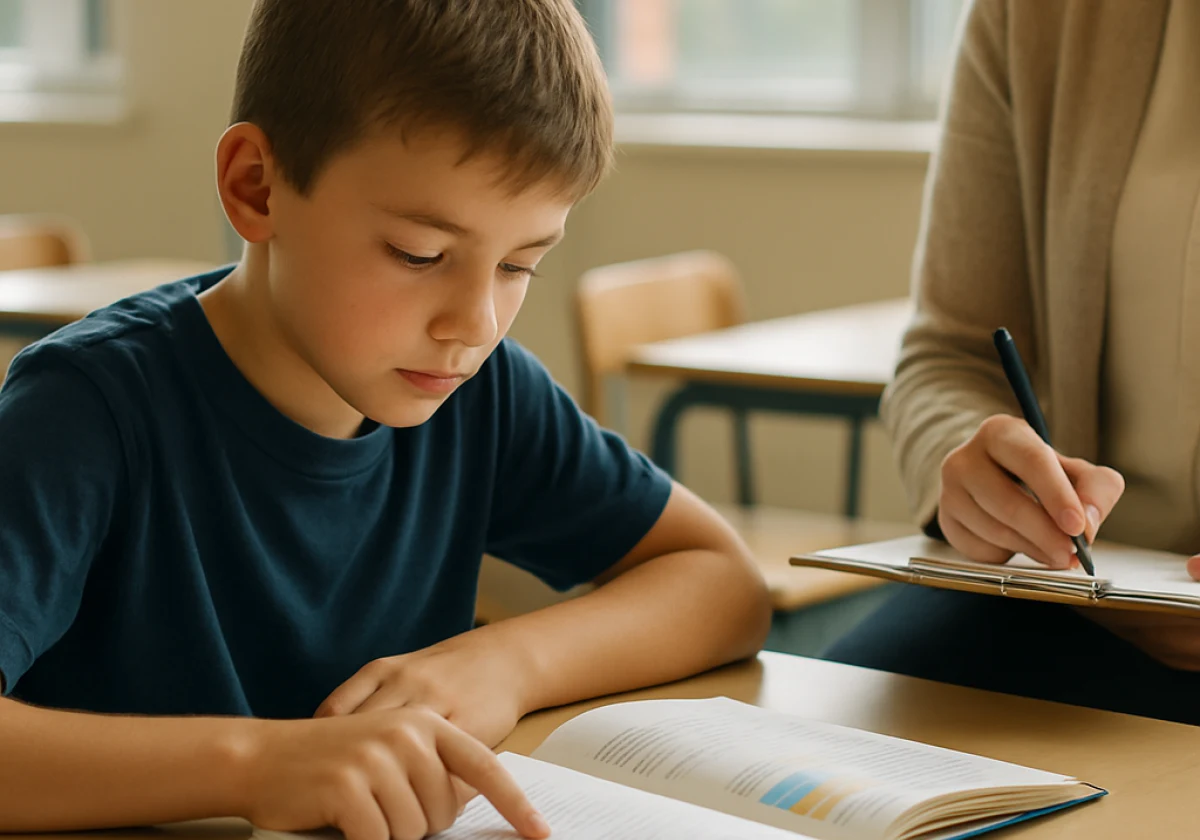 Young student participating in a reading assessment